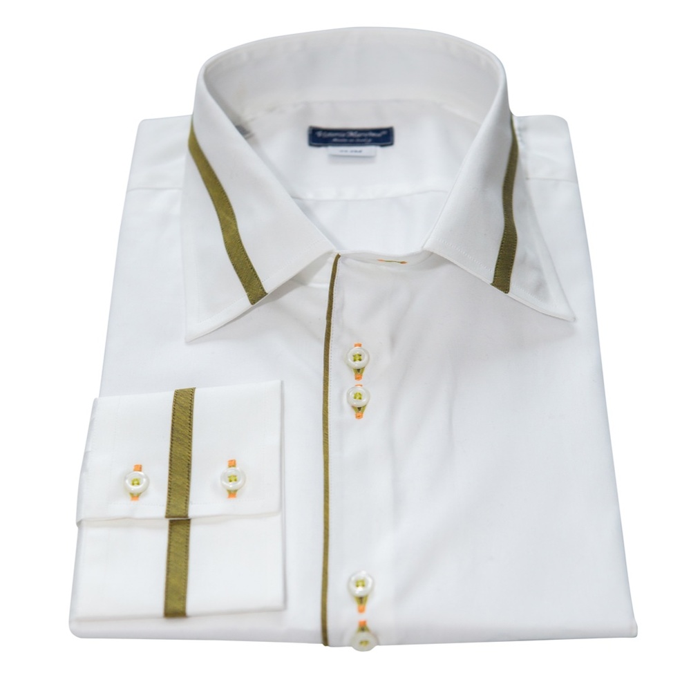 Designer Shirt for Men, Made in Italy, Size 17,5/44, White, Slim Fit